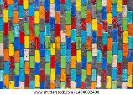 Multicolored brick wall. Construction material texture.