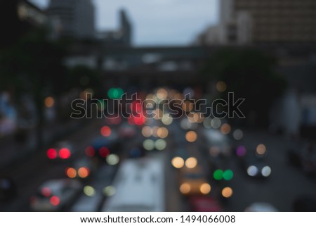 Abstract blurred of traffic jam at night in Bangkok,Thailand