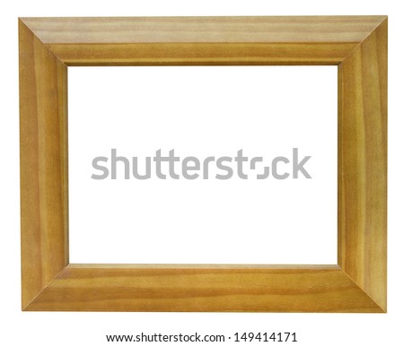 wide flat green picture frame with cutout canvas isolated on white background