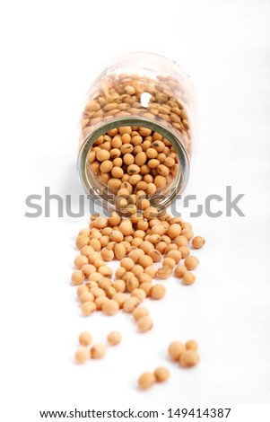 Lots of soybean in a glass pot 
