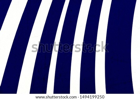 Background design, bending blue and white lines in different widths in striped pattern; wallpaper.