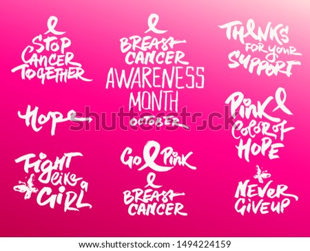 Vector Breast Cancer Awareness Calligraphy.