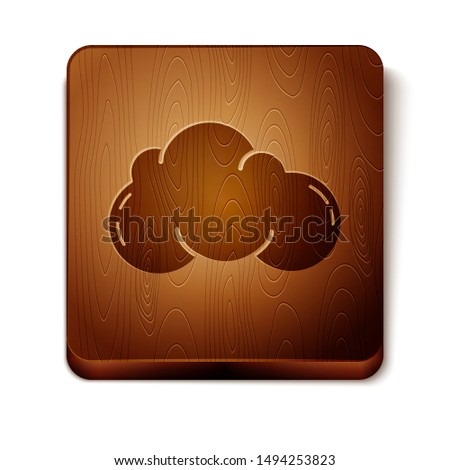 Brown Cloud icon isolated on white background. Wooden square button. Vector Illustration