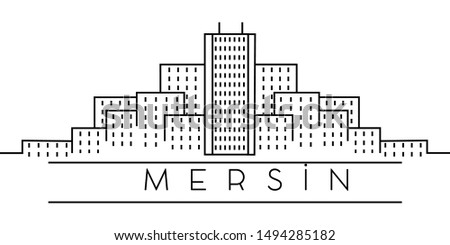 Mersin city outline icon. Elements of Turkey cities illustration icons. Signs, symbols can be used for web, logo, mobile app, UI, UX on sky background