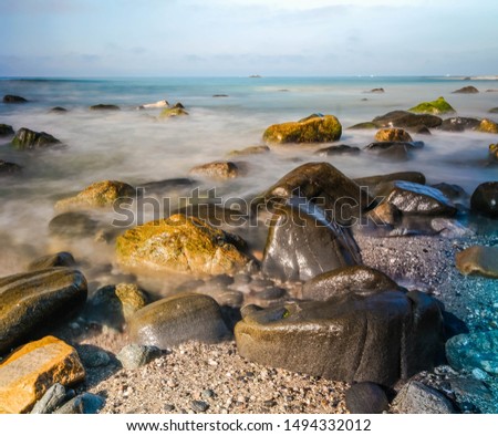 Wet rocks at the beach