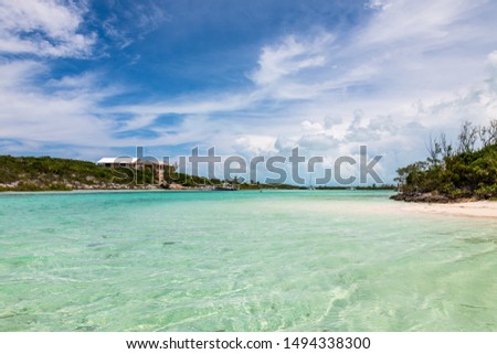 View of the tropical beach in  Stock Island (Exuma, Bahamas) .