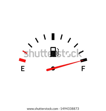 Fuel indicators gas meter. Gauge vector tank full icon. Car dial petrol gasoline dashboard. Royalty-Free Stock Photo #1494338873