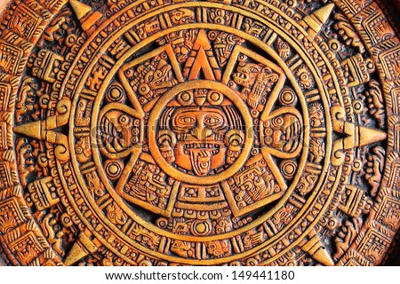Close up view of a Aztec Calendar Royalty-Free Stock Photo #149441180