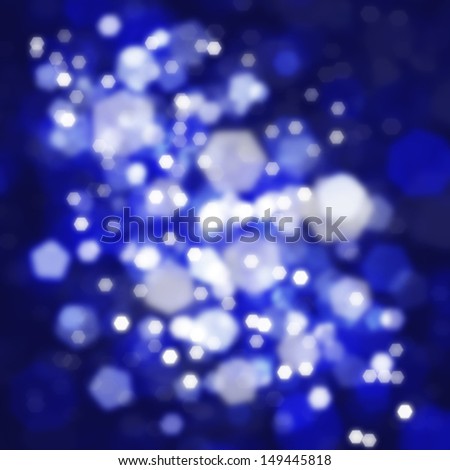 Christmas shiny background with lights and copy space in blue colors
