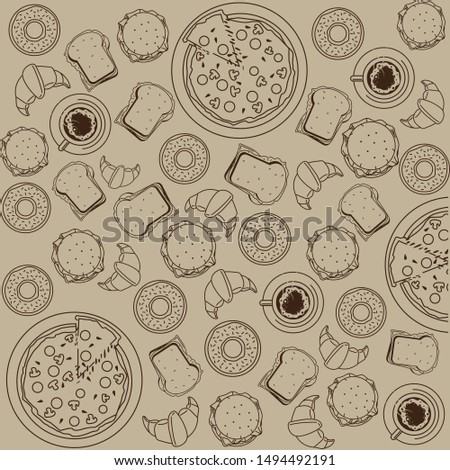 Food Background texture. vector doodle