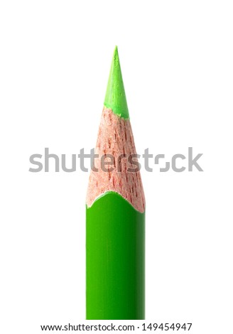Green pencil detail isolated on white background