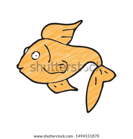 digitally drawn illustration fish design. hand drawing texture style