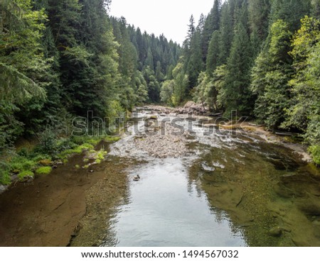 Wonderful aerial pictures of Middle Lewis Falls on the rugged Lewis River in Skamania County and the Gifford Pinchot National Forest in Washington State.