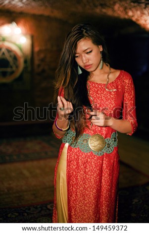 beautiful asian woman in interior