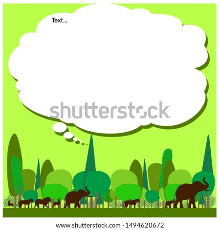Background Green trees nature landscape bright day. Green Eco , Frame , Vector illustration. 