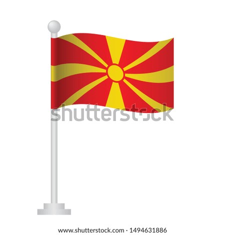 Macedonia flag. National flag of Macedonia on pole vector 