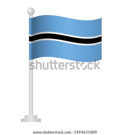 Botswana  flag. National flag of Botswana on pole vector 