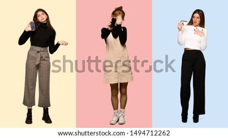 Set of women upset with a broken phone