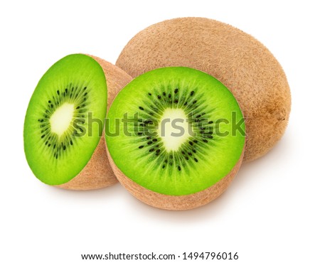 Composition with juicy kiwis isolated on white background.