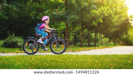 happy cheerful child girl riding a bike in Park in the nature
 Royalty-Free Stock Photo #1494811226