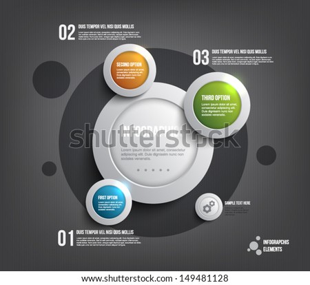 Modern presentation panel with glossy plastic buttons and shiny lights banners for business design, infographics, reports, number options, step presentation, progress or workflow layout. Clean style