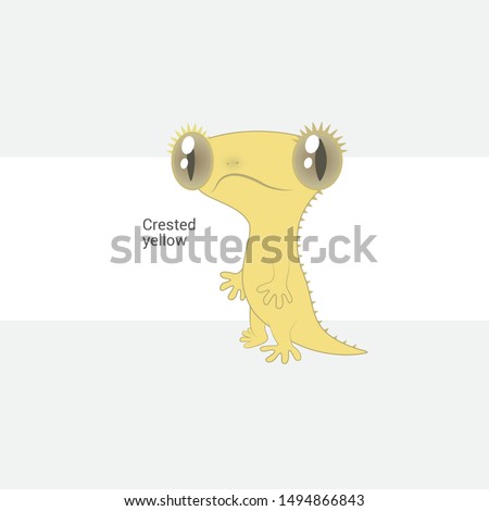 reptile crested gecko character illustration