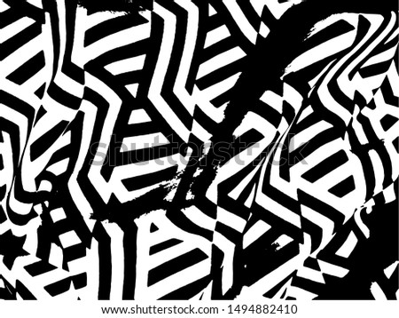 Simple abstract black and white drawing. Expressive drawing. Abstract Overlay Texture. Vector. Light Distressed Background. Ink Print Distress Background. Grunge Texture. Black and white maze pattern.