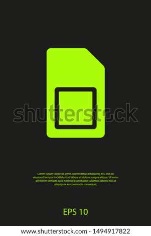 Sim card vector icon. Sim card icon symbol. Sim card - mobile slot icon. Mobile Cellular Phone Sim Card Chip Isolated on Background