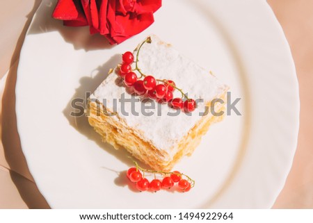 mille-feuille cake (Napoleon cake) with vanilla  pastry cream