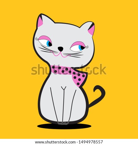 Beautiful Cute Grey Cat With Blue Eye Wearing Bullets Pink Scarf 