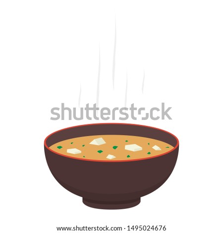 Japan cup vector. Miso soup in cup. wallpaper. free space for text.
