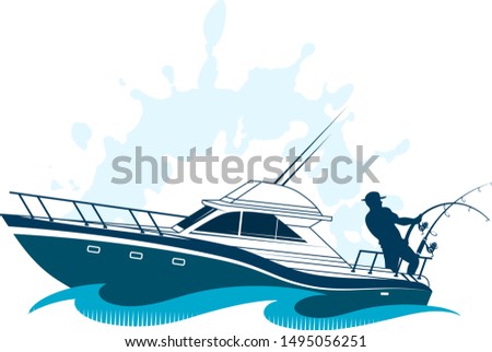 Sports boat fisherman with gear