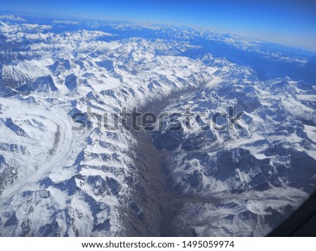 The Himalayan mountain with snow covered, valley. Worlds highest mountain range