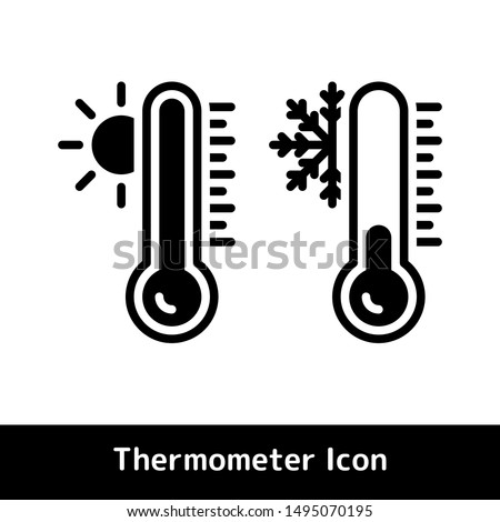 Thermometer icon for hot and cold temperature symbols, Glyph vector illustration Royalty-Free Stock Photo #1495070195