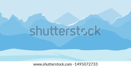 Winter mountains landscape background vector