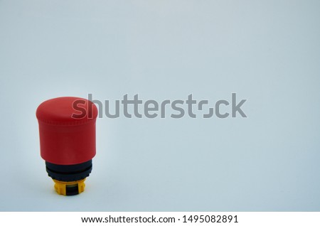Emergency buttons on white background.STOP Button for industrial machine, Emergency Stop for Safety.