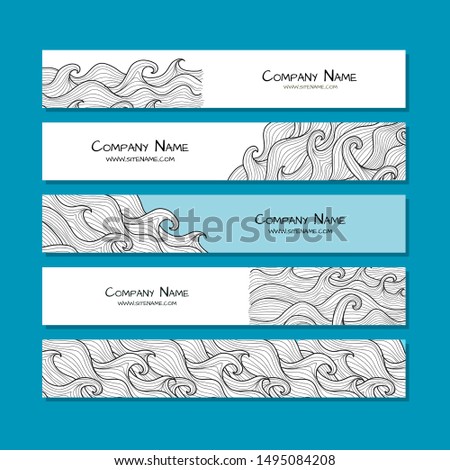 Horizontal banners design. Sea waves background