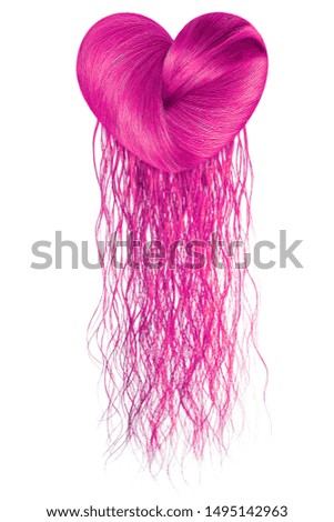 Pink hair in shape of heart isolated on a white background