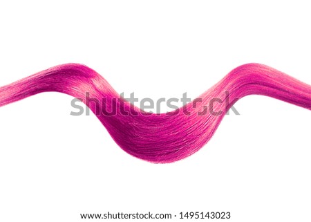 Pink shiny hair wave, isolated over white
