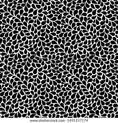 Vector abstract background with drops. Elegant retro seamless black and white pattern.