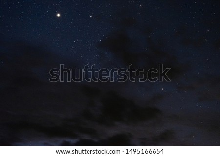 Stars in the night sky through the clouds