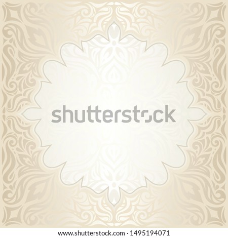 Floral Retro wedding pale peach background mandala design with gold copy space
