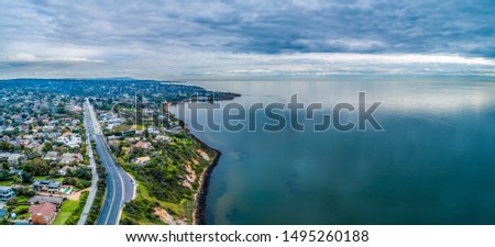 Nepean Highway passing through Olivers Hill in Frankston along beautiful Port Phillip Bay coastline in Melbourne, Australia
