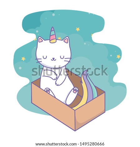 Unicorn cat cartoon vector design