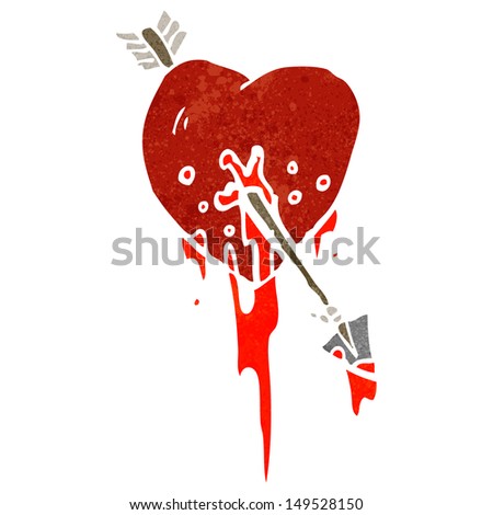 retro cartoon bloody heart symbol