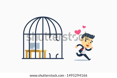 a businessman free from the bird cage. vector illustration