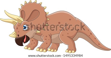 Cartoon angry triceratops isolated on white background