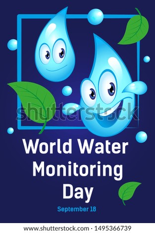 Poster International holiday, World Water Monitoring Day. Banner, postcard. Vector  