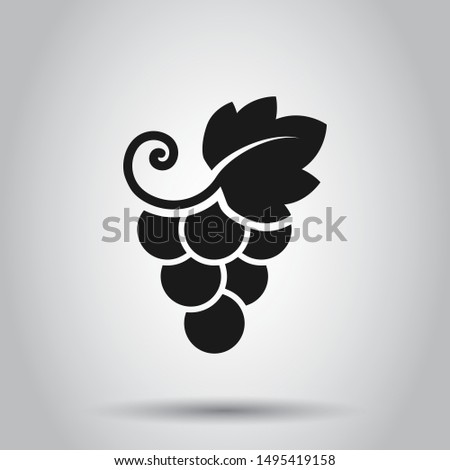 Grape fruits sign icon in flat style. Grapevine vector illustration on isolated background. Wine grapes business concept. Royalty-Free Stock Photo #1495419158