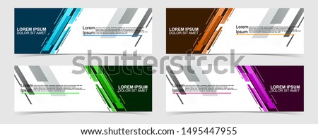 Set of abstract vector banners design. Collection of web banner template. modern template design for web, ads, flyer, poster with 4 different colors isolated on grey background Royalty-Free Stock Photo #1495447955